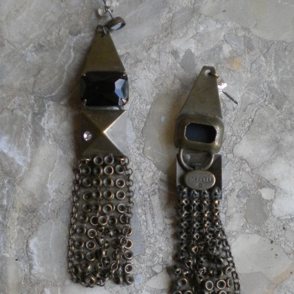Vintage Rare Sorrelli Brass Jet Crystal Earrings - Picture 4 of 5